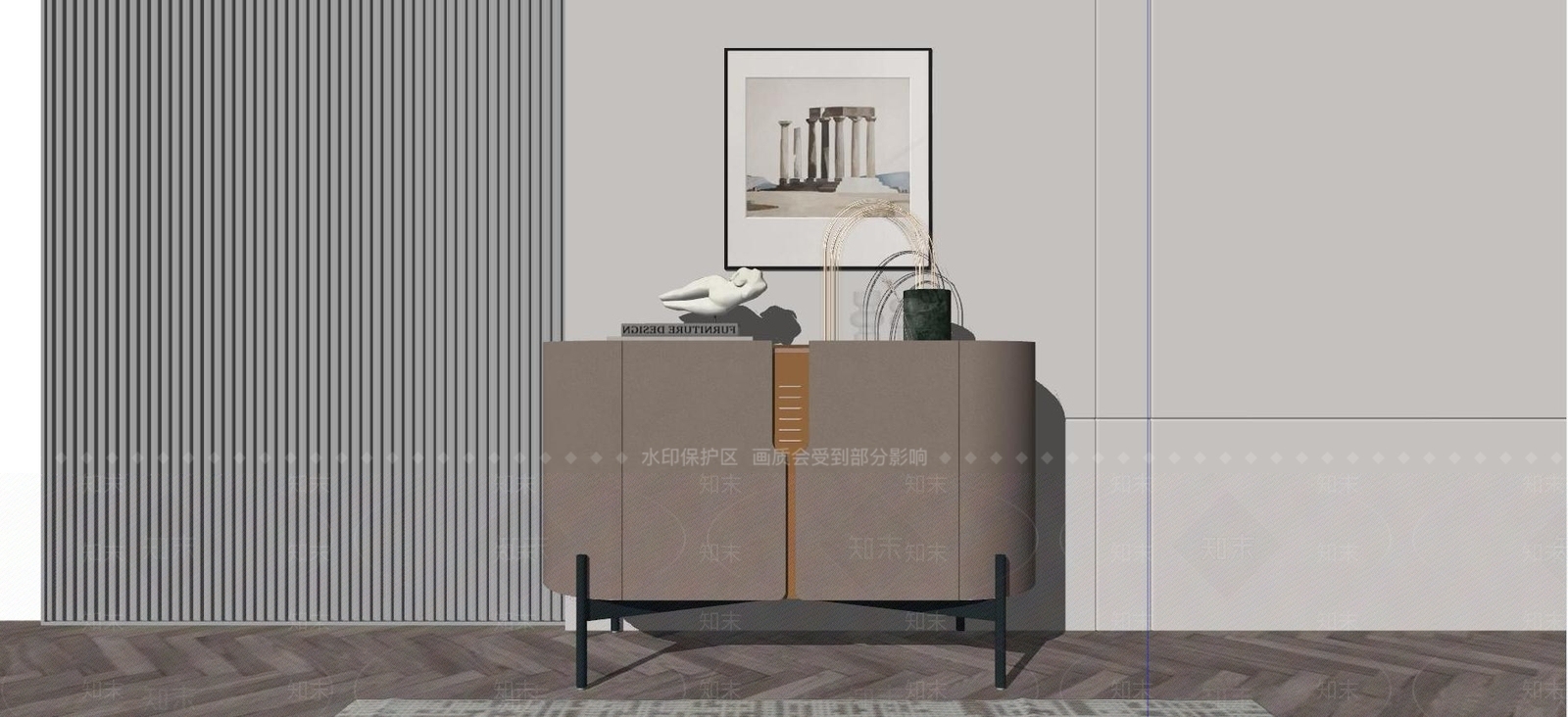 现代简约玄关柜SU模型下载【ID:1125889630】
