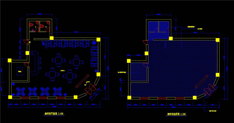咖啡馆设计方案平面图CAD图纸施工图下载【ID:149649195】