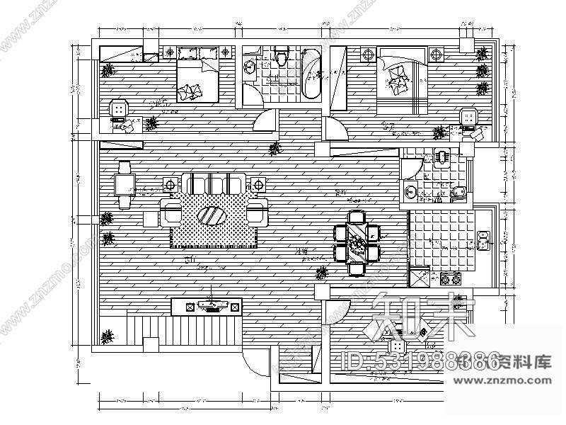 施工图215㎡现代时尚双层别墅装修图含效果cad施工图下载【ID:531988386】