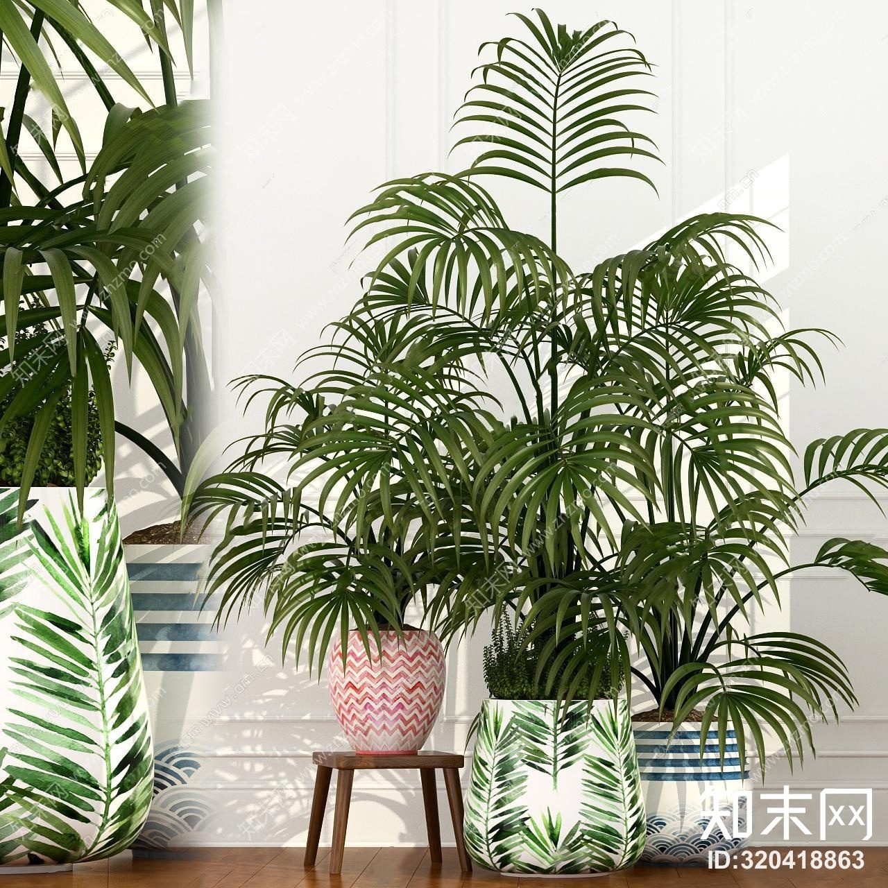 现代植物盆栽组合3D模型下载【ID:320418863】