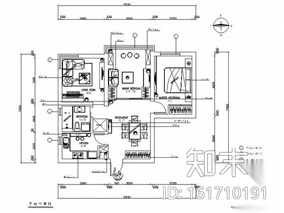 现代简约风格教师一居室公寓设计装修图cad施工图下载【ID:161710191】