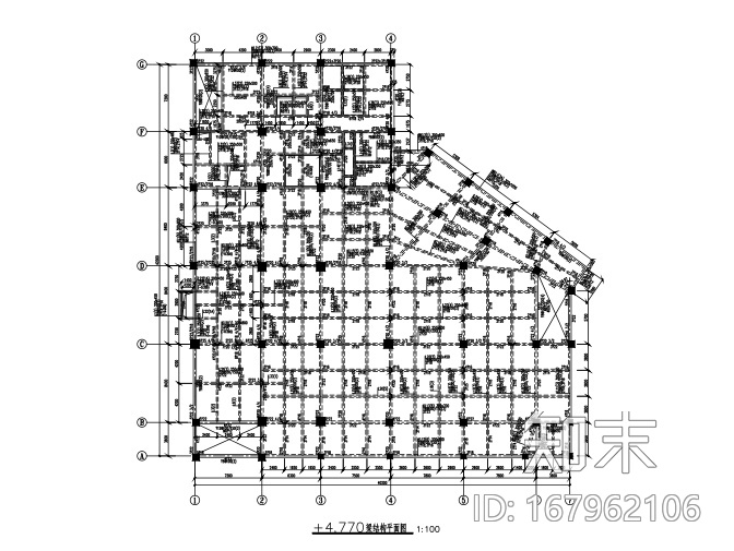 四层框架结构cad施工图下载【ID:167962106】