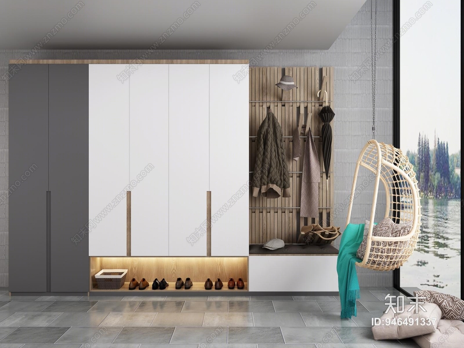 现代轻奢鞋柜模型3D模型下载【ID:946491337】