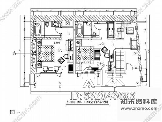 施工图云南某古建客栈标间1203装修图施工图下载【ID:532043696】