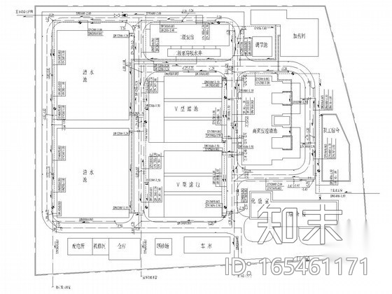 [江西]20万吨自来水厂工艺图纸设计（附58页设计方案）cad施工图下载【ID:165461171】