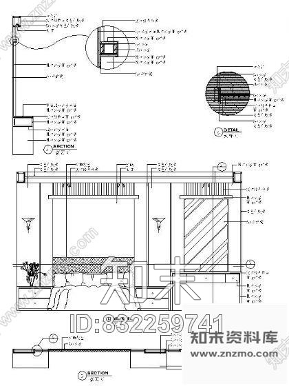 图块/节点卧室床背景详图Ⅲcad施工图下载【ID:832259741】