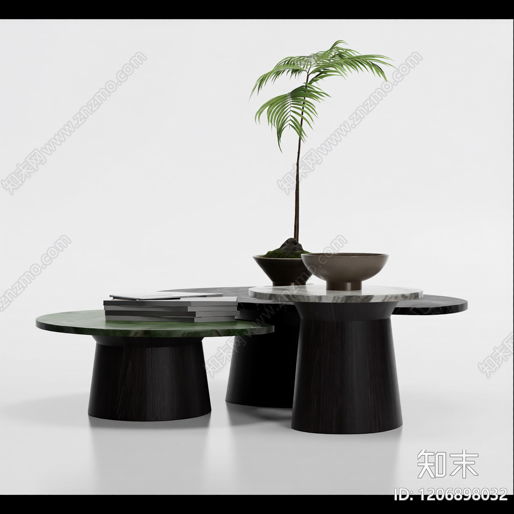 组合茶几与盆栽3D模型下载【ID:1206898032】