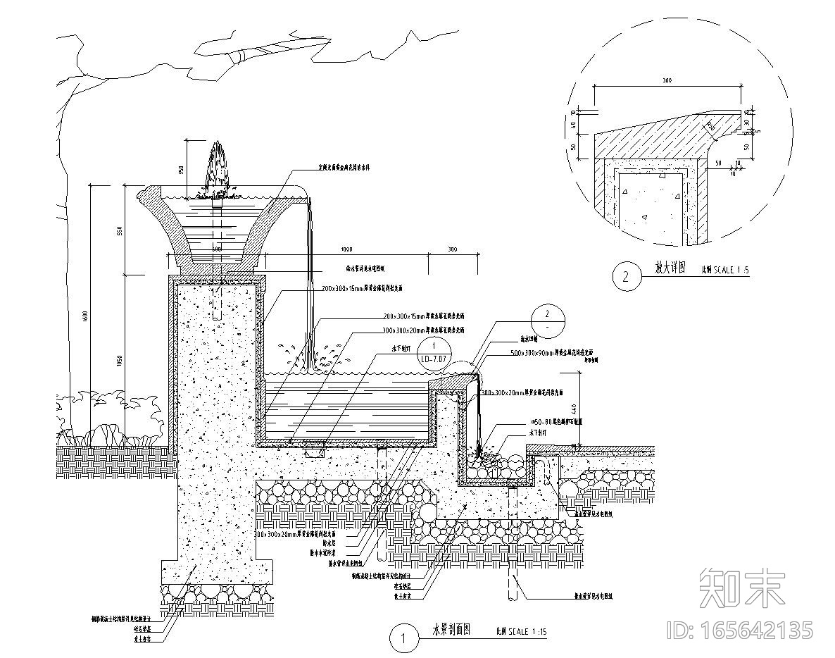 园林景观节点详图-新古典风格水景景观详图cad施工图下载【ID:165642135】