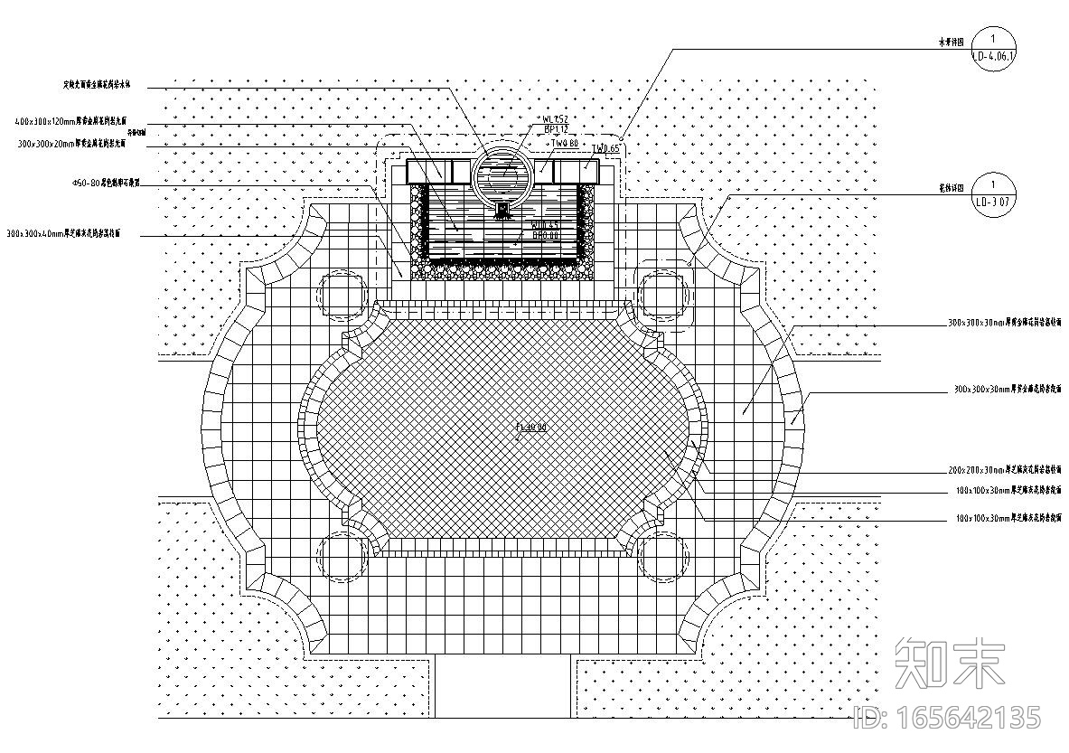 园林景观节点详图-新古典风格水景景观详图cad施工图下载【ID:165642135】