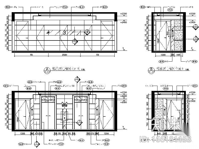 [珠海]商品房标准层电梯间施工图cad施工图下载【ID:166181153】