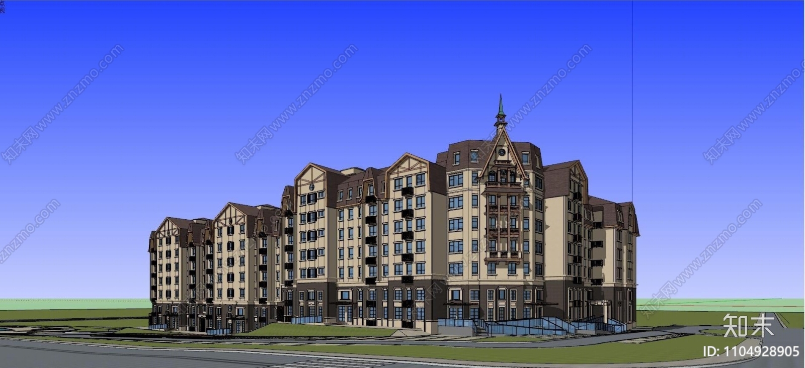 欧式住宅外观SU模型下载【ID:1104928905】