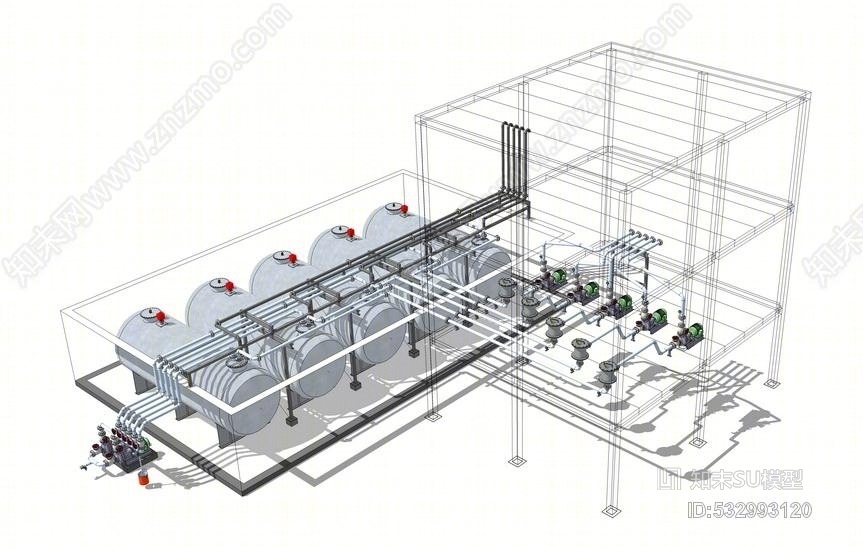 输送管道SU模型下载【ID:532993120】