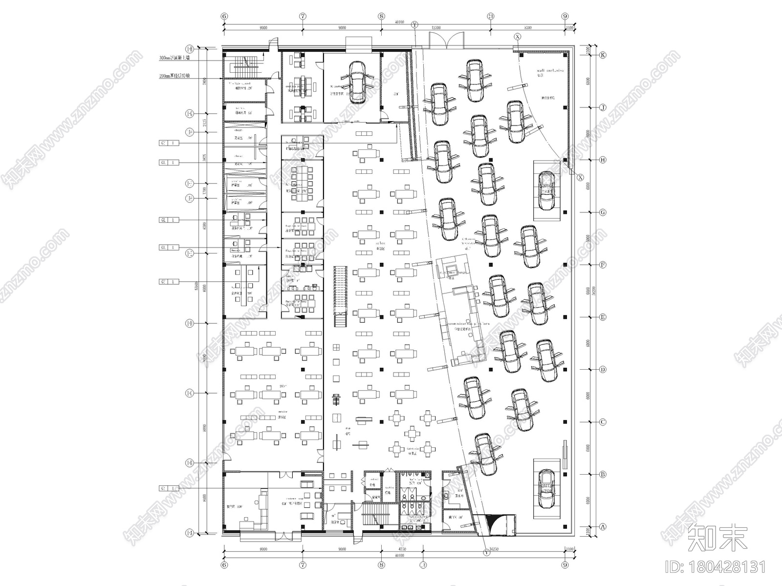 4000㎡奥迪汽车展厅4S店室内装修设计施工图施工图下载【ID:180428131】