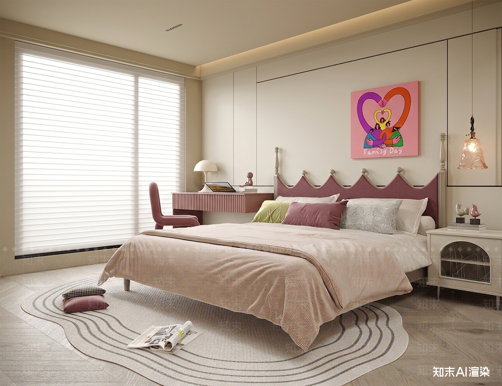 彩色家庭主题挂画主卧SU模型下载【ID:1227438288】