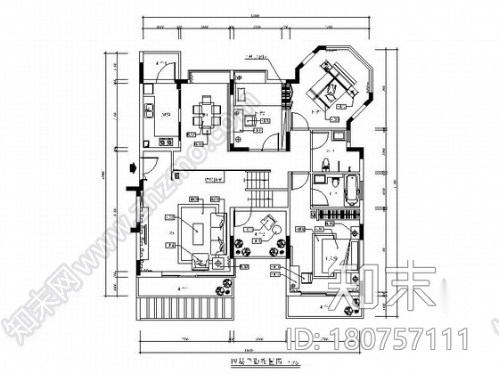 [深圳]黑白色调炫酷样板房施工图（含效果图）cad施工图下载【ID:180757111】