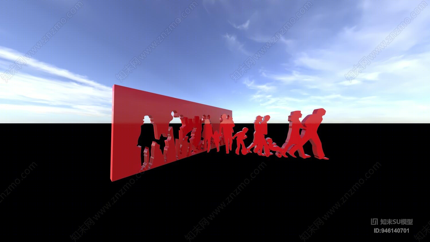 现代人物玻璃钢剪影SU模型下载【ID:946140701】