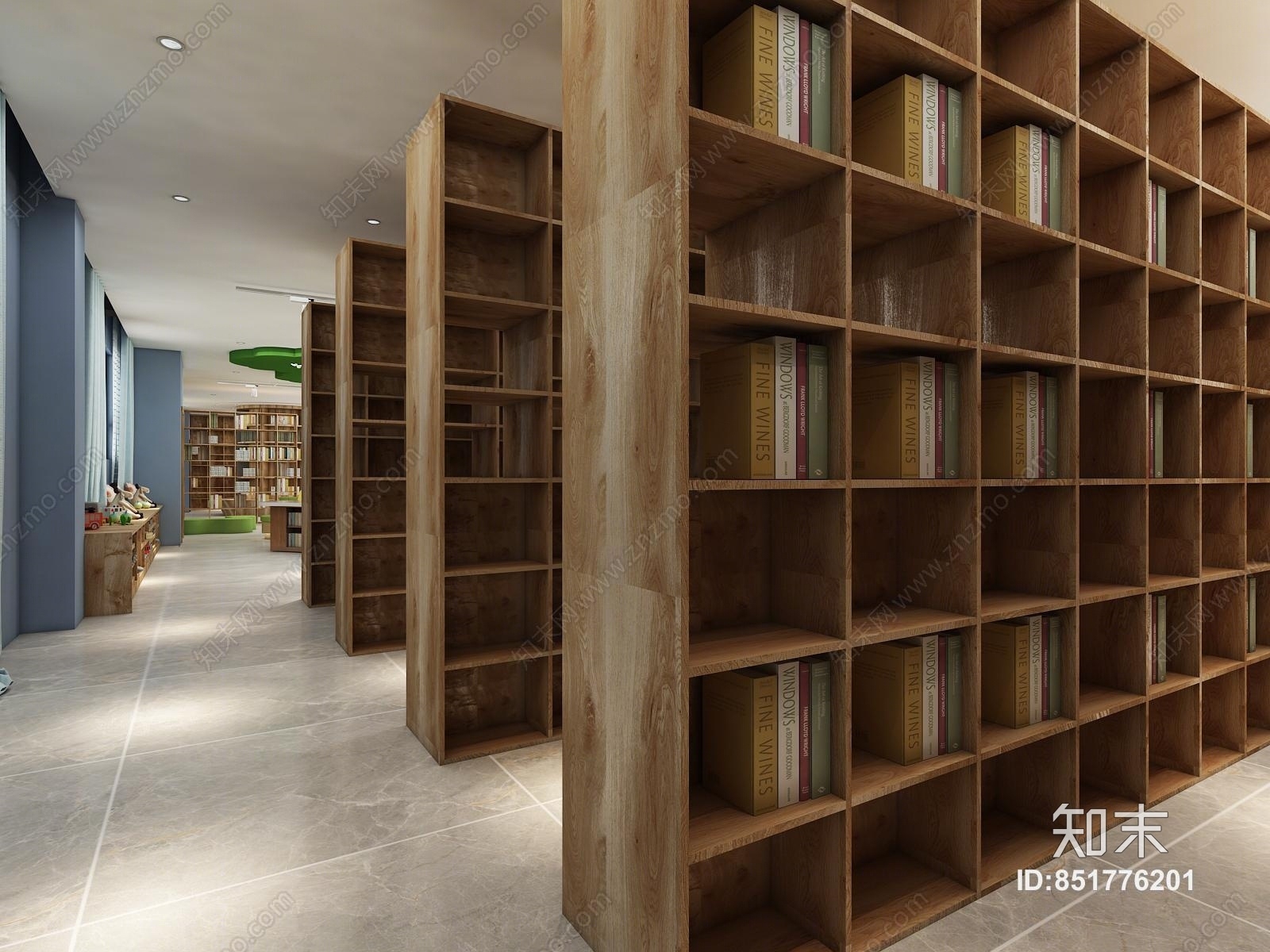 现代风格少儿图书馆3D模型下载【ID:851776201】