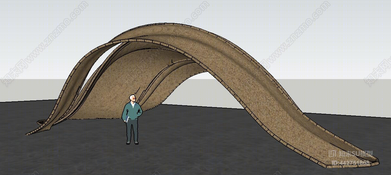 现代竹子廊架SU模型下载【ID:442751808】