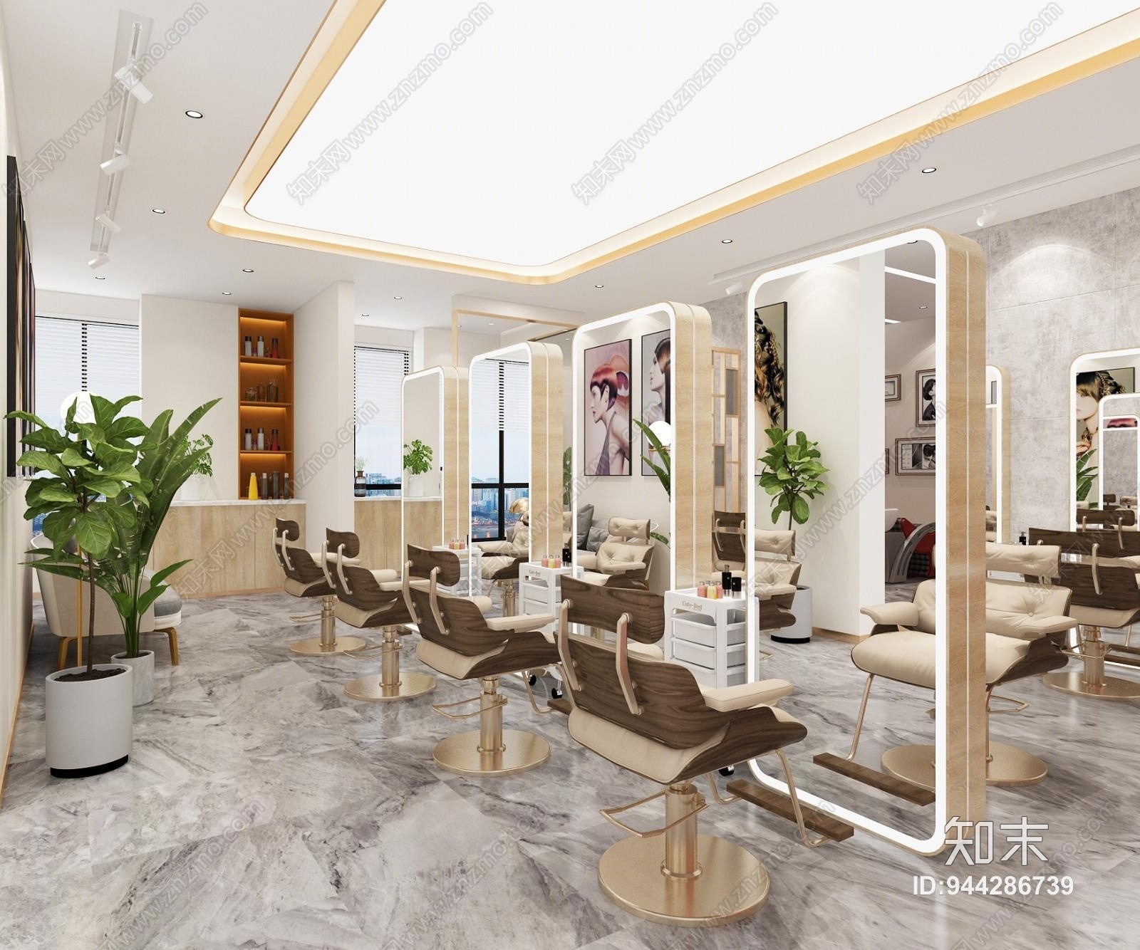 现代轻奢理发店3D模型下载【ID:944286739】