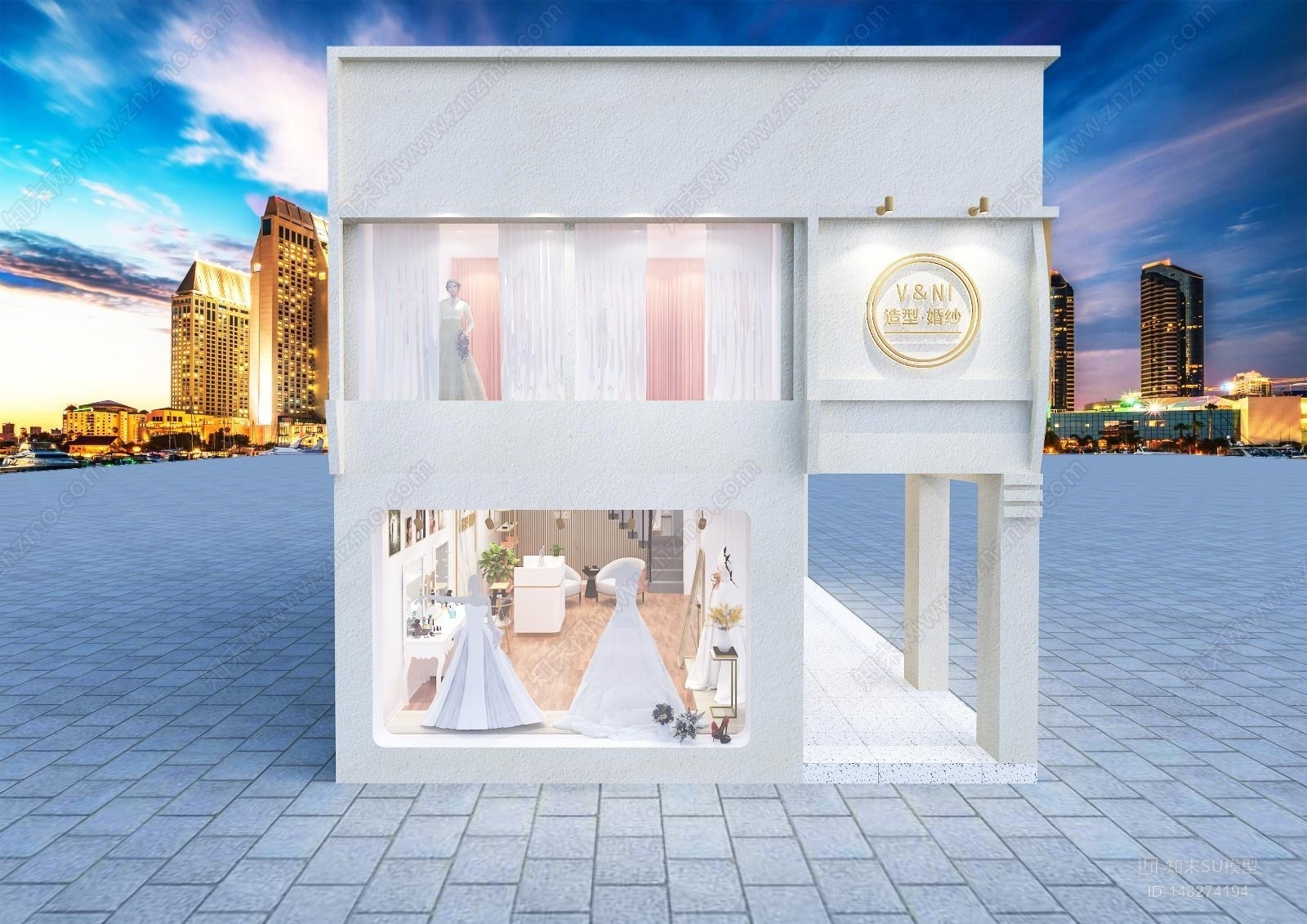 现代风格婚纱美妆店SU模型下载【ID:148274194】