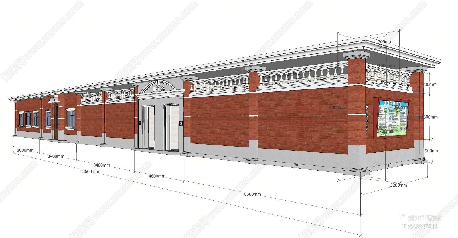 苏联式建筑公厕SU模型下载【ID:646847513】