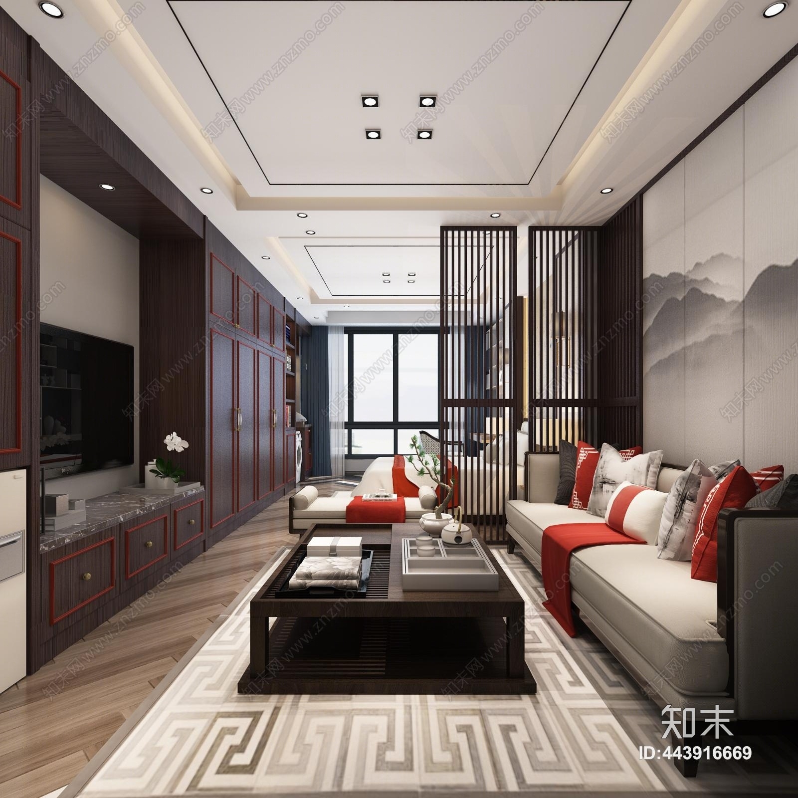 新中式单身公寓3D模型下载【ID:443916669】