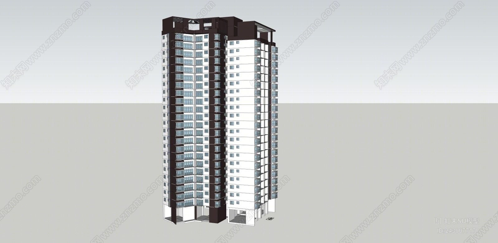 现代风格高层住宅SU模型下载【ID:243007717】