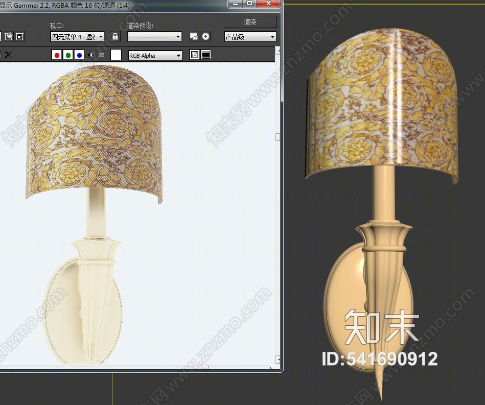 法式奢华壁灯3D模型下载【ID:541690912】