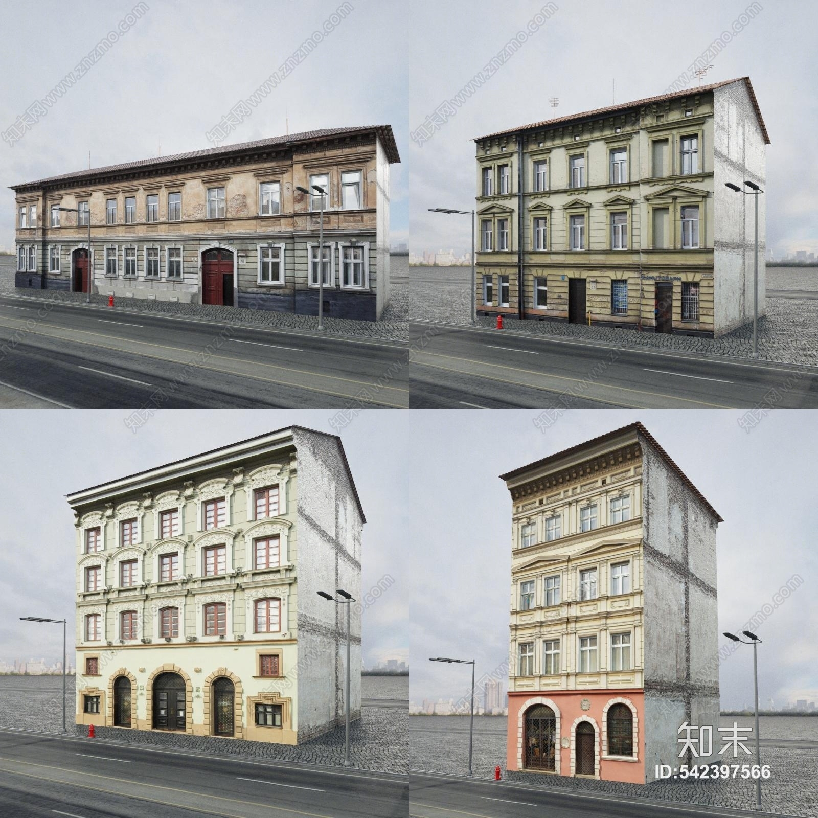 欧式古典建筑房屋3D模型下载【ID:542397566】