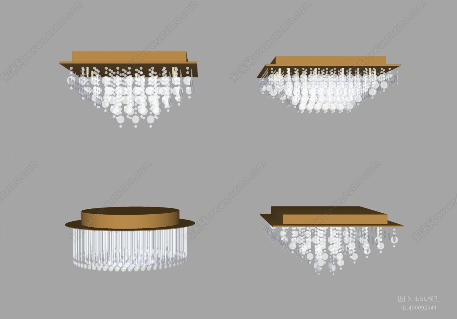 现代水晶吸顶灯组合SU模型下载【ID:450092041】