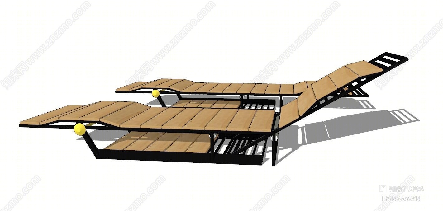 现代泳池躺椅SU模型下载【ID:942575614】