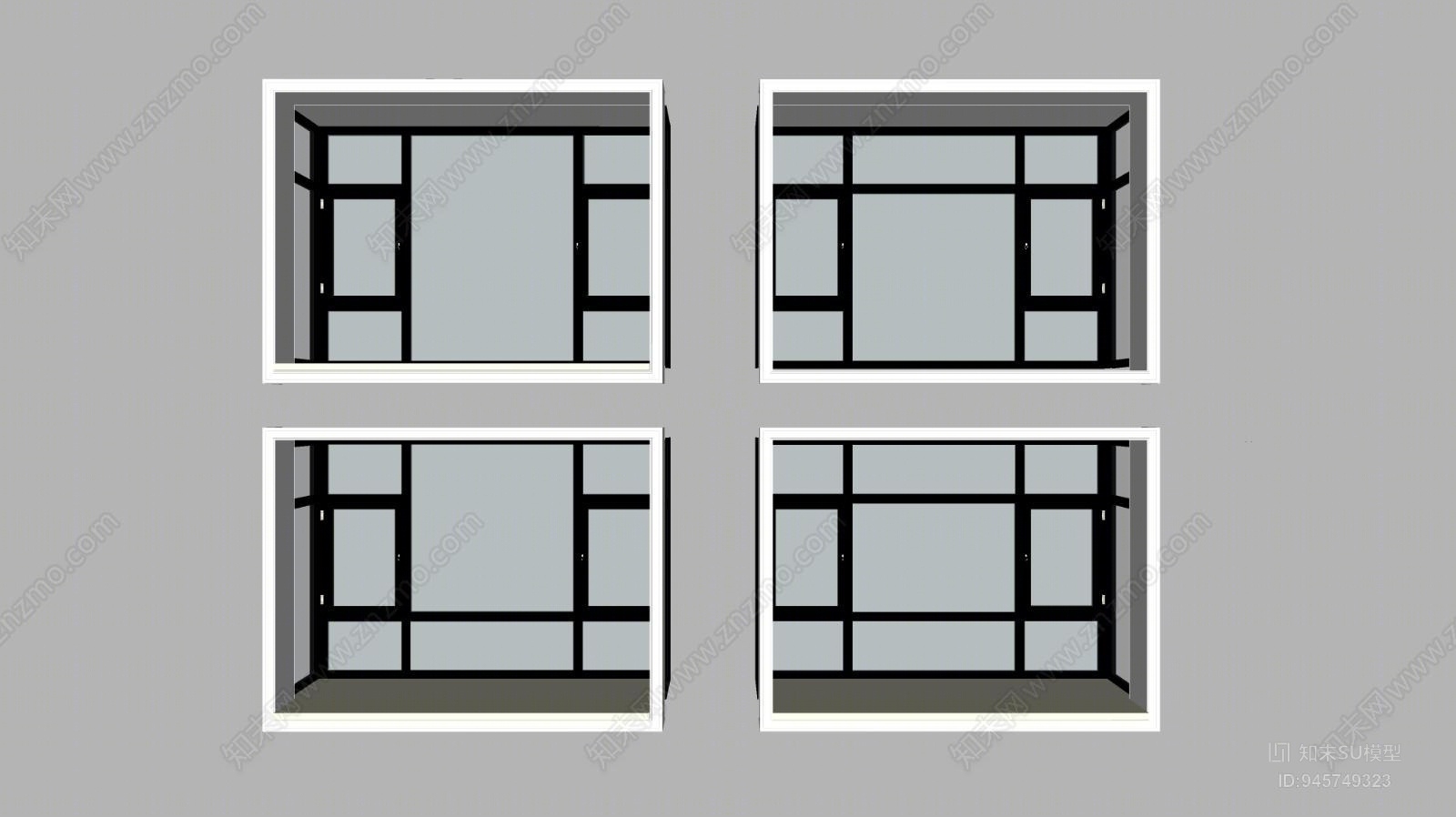 现代飘窗SU模型下载【ID:945749323】