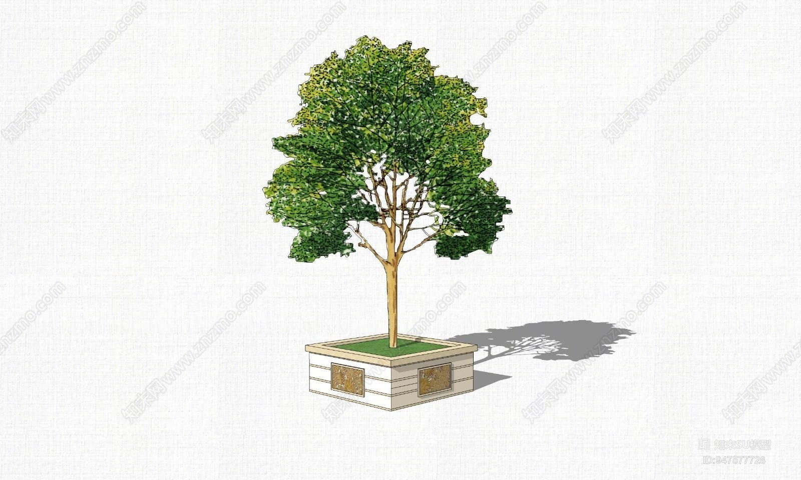 现代方形树池SU模型下载【ID:947577728】
