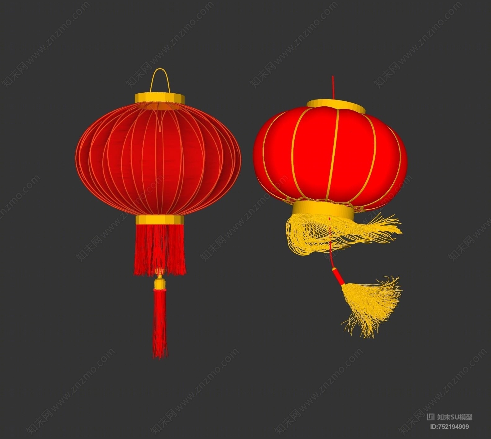 新中式红灯笼SU模型下载【ID:752194909】