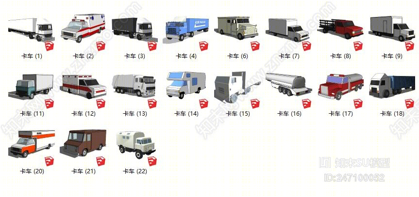 现代大卡车汽车模型SU模型下载【ID:247100052】