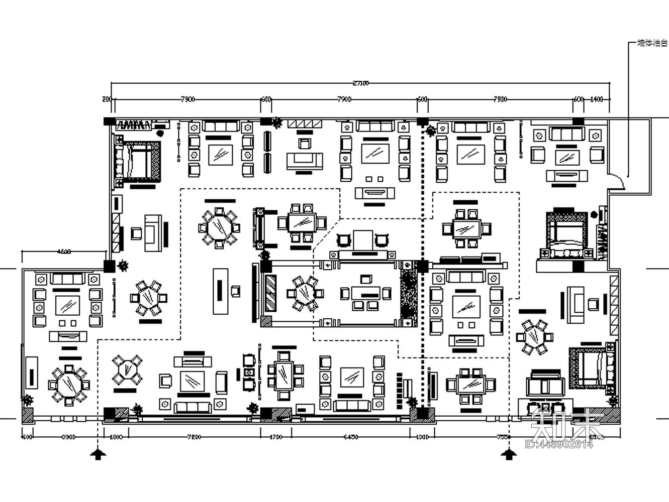 红木家具专卖店cad施工图施工图下载