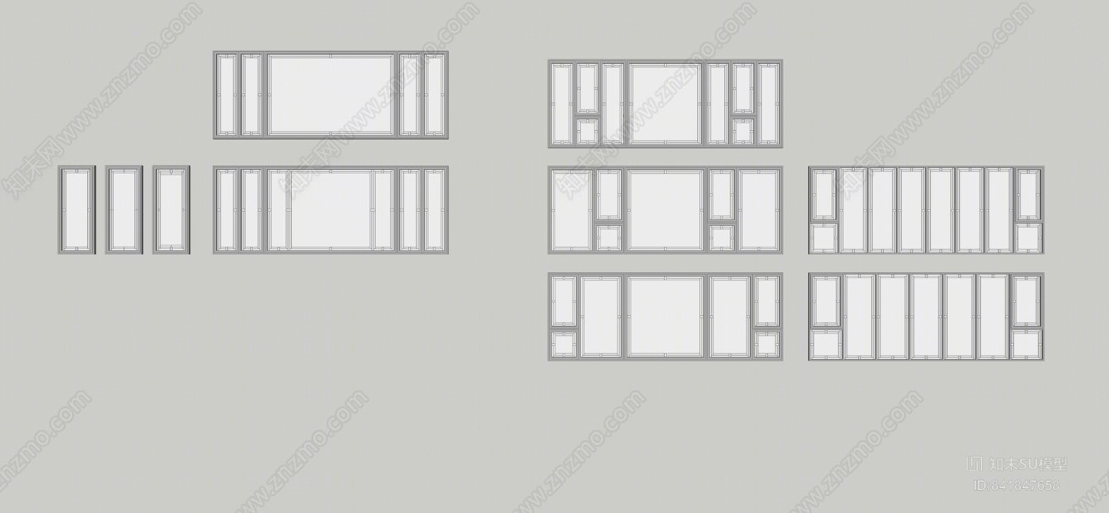 中式窗户SU模型下载【ID:841847658】
