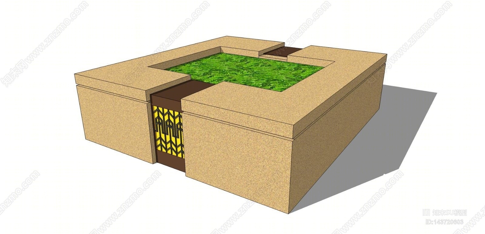 新中式花草SU模型草图