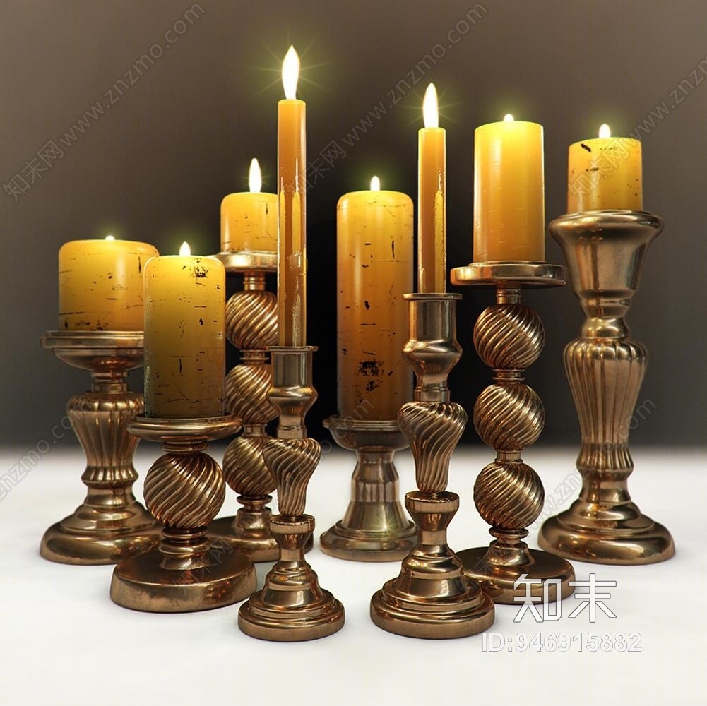 欧式古典金属烛台3D模型下载【ID:946915882】