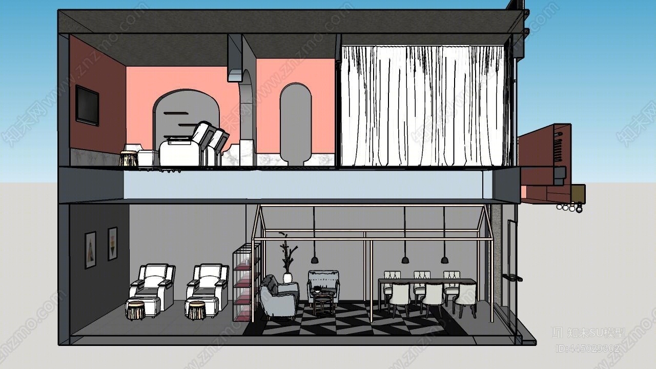 现代美容美甲店SU模型下载【ID:445029302】