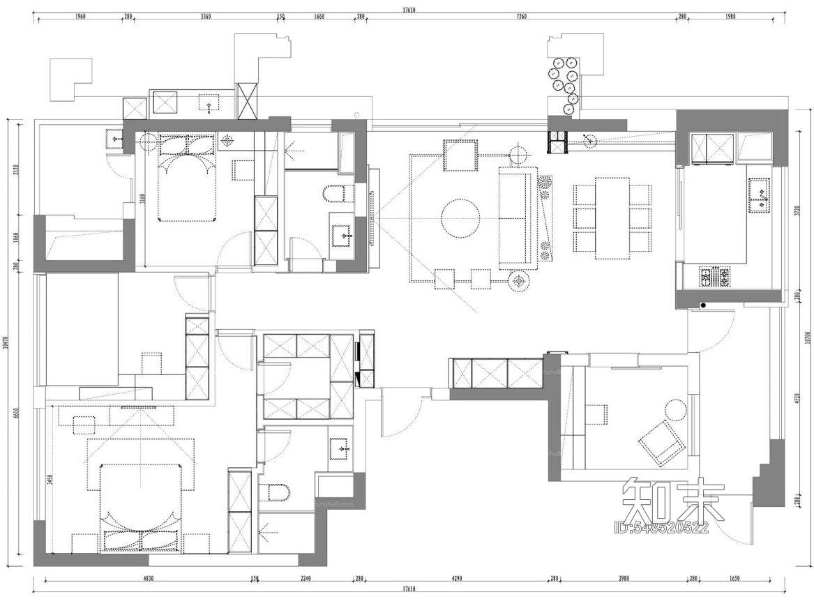 现代简约室内家装样板间设计全套施工图cadcad施工图下载【ID:548520522】