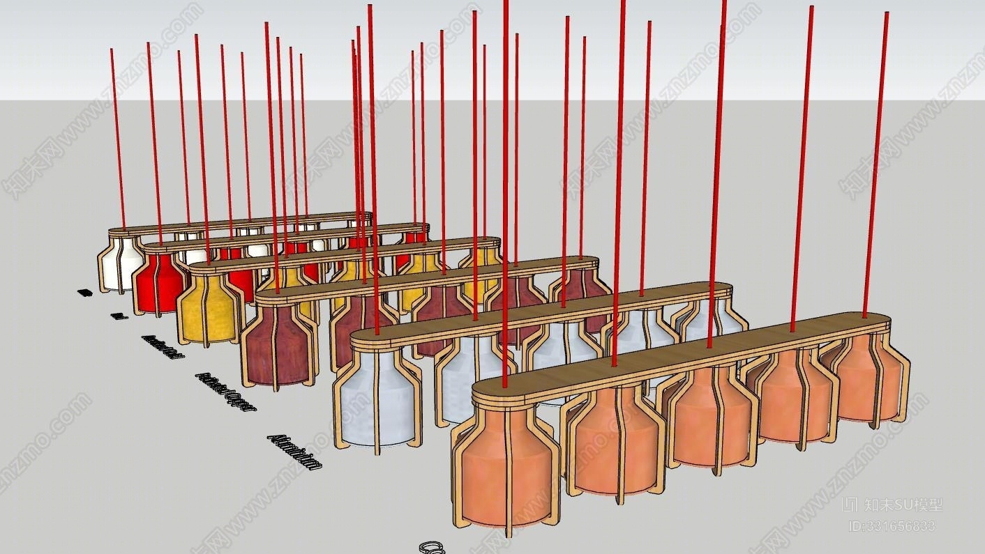 中式现代北欧客餐厅卧室吊灯弓SU模型下载【ID:331656833】