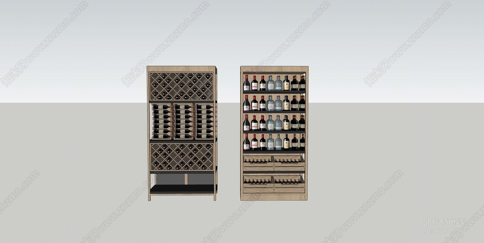 现代红酒架子SU模型下载【ID:147401994】