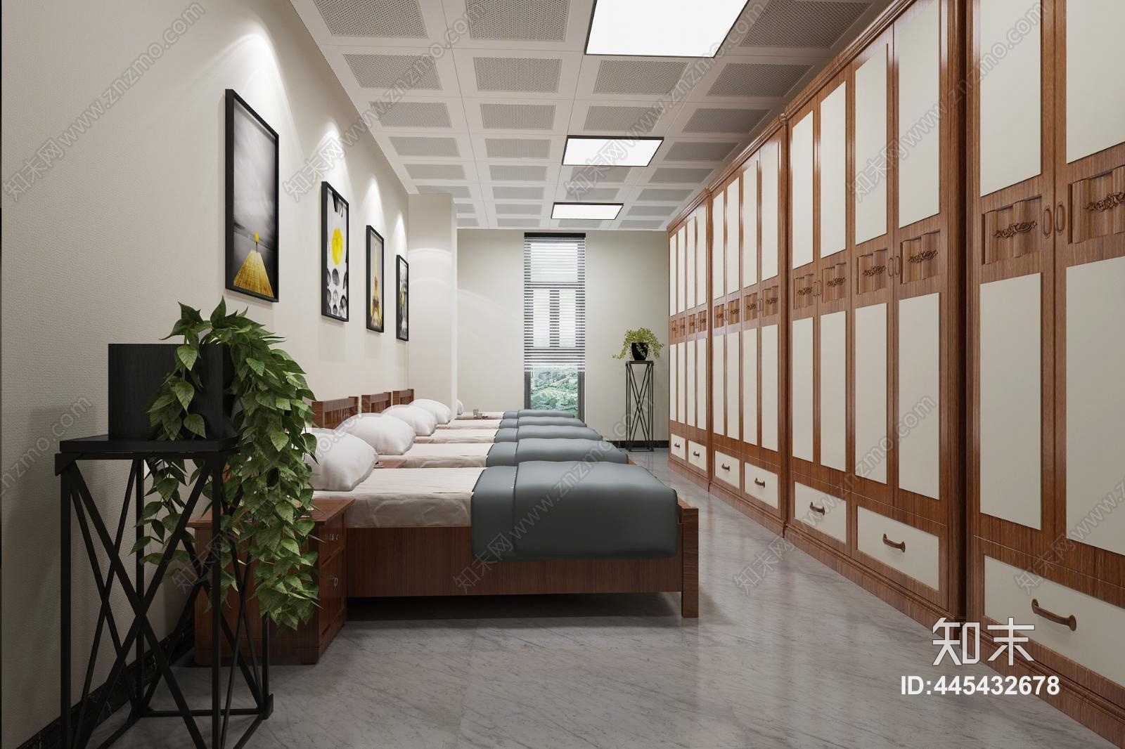 现代简约宿舍鸟瞰3D模型下载【ID:445432678】