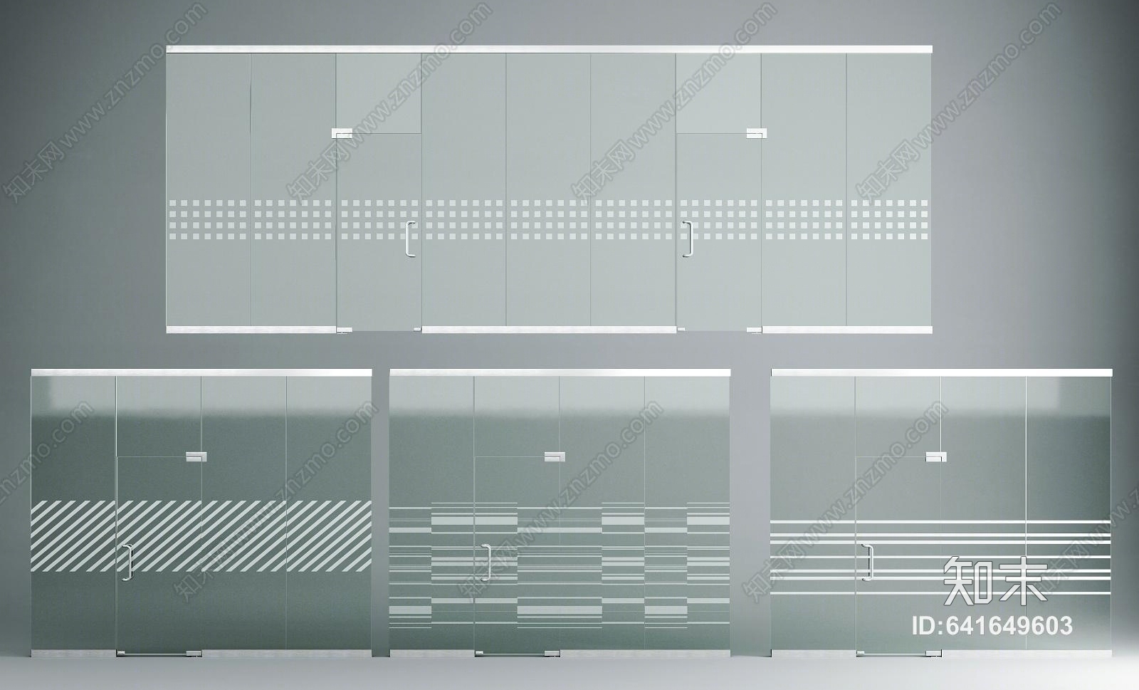 现代办公室玻璃推拉门3D模型下载【ID:641649603】