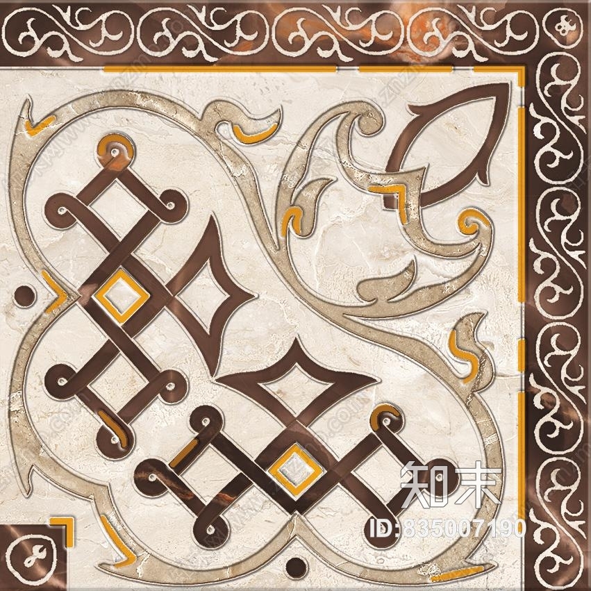 地面贴图印象凡尔赛风格地面拼花围边效果图四贴图下载【ID:835007190】