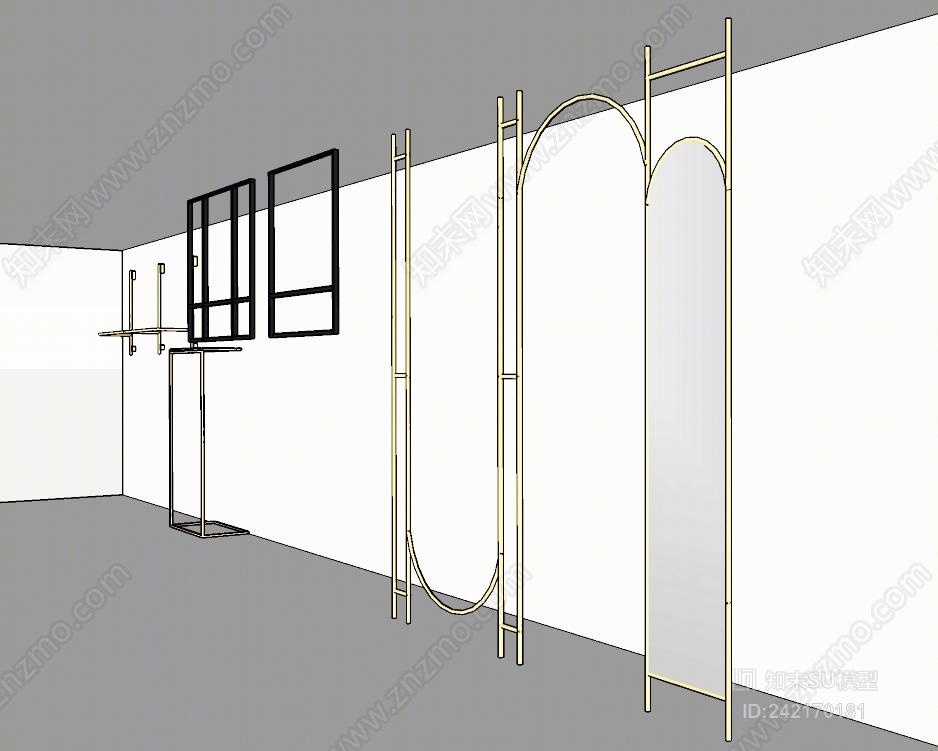 服装店定制衣架SU模型下载【ID:242170181】
