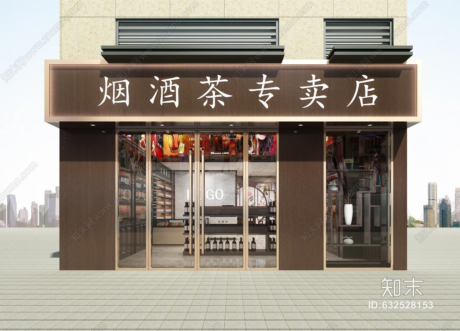 新中式烟酒专卖店3D模型下载【ID:632528153】