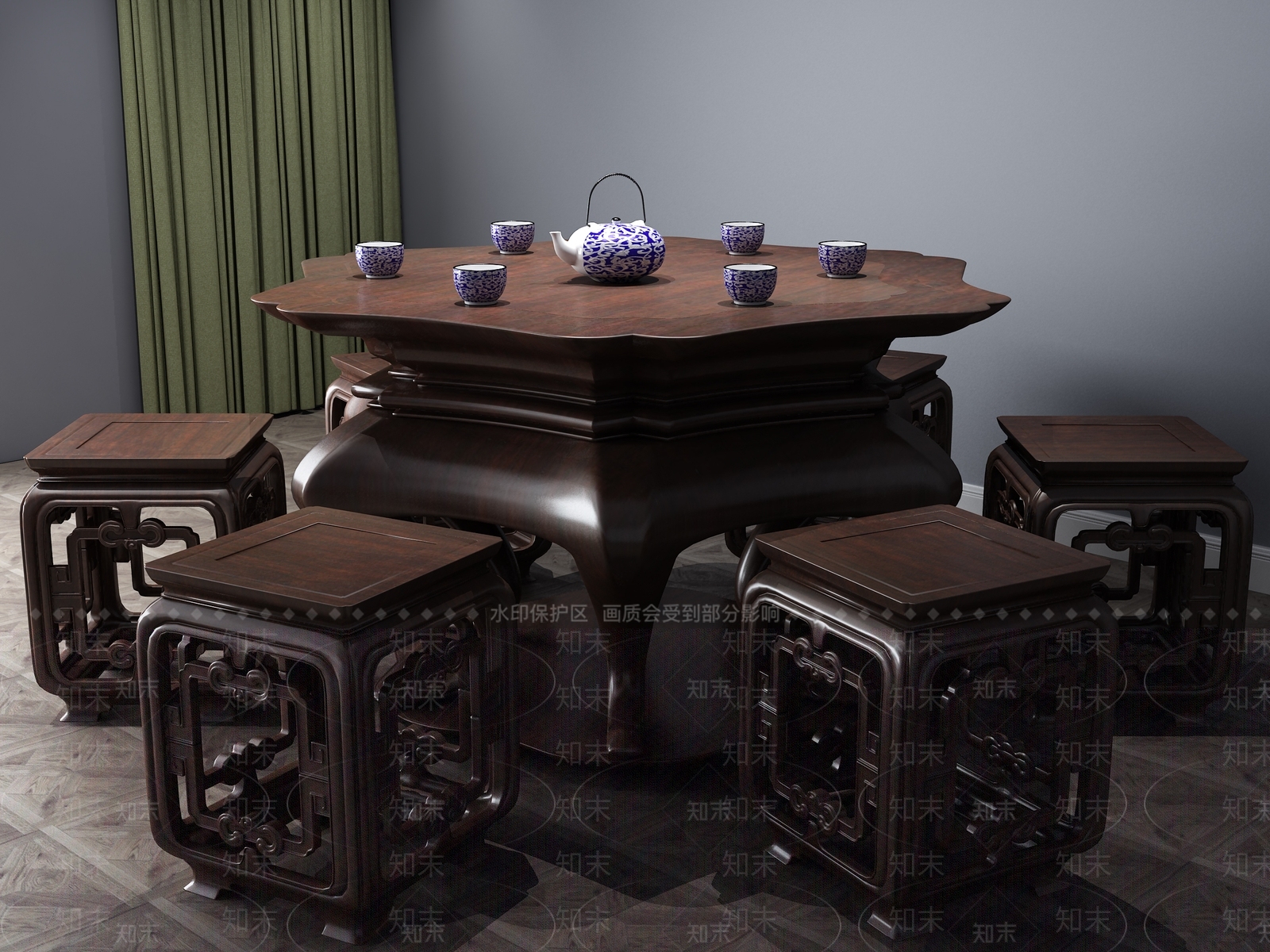 中式根雕茶海3D模型下载【ID:133540780】