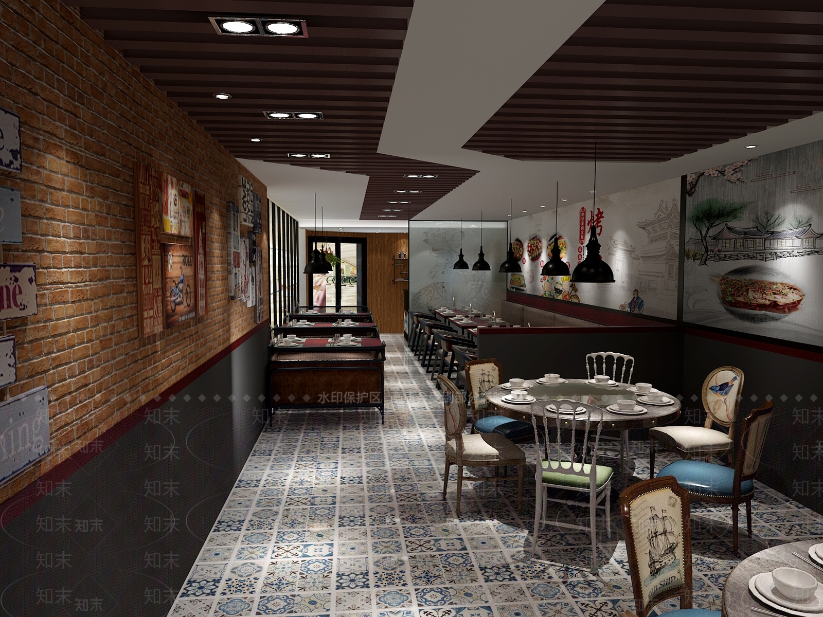 工业风主题餐厅3D模型下载【ID:733566956】